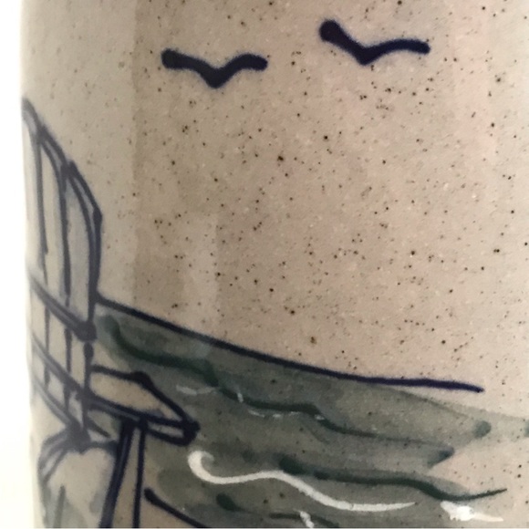 Great Bay Pottery Stoneware 6" Wine Chiller/Utensil Crock Holder Hand Decorated - Picture 7 of 14